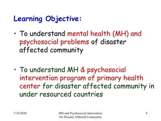 Under Resourced Mental Health and Psychosocial Interventions for Disaster-Affected ...