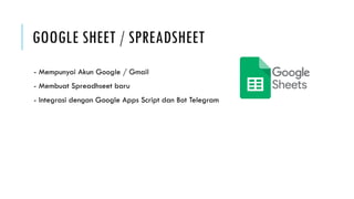 Materi Bot Telegram Dengan Google Apps Script Dan Spreadsheet Ppt Materi Bot Telegram Dengan Google Apps Script Dan Spreadsheet Ppt