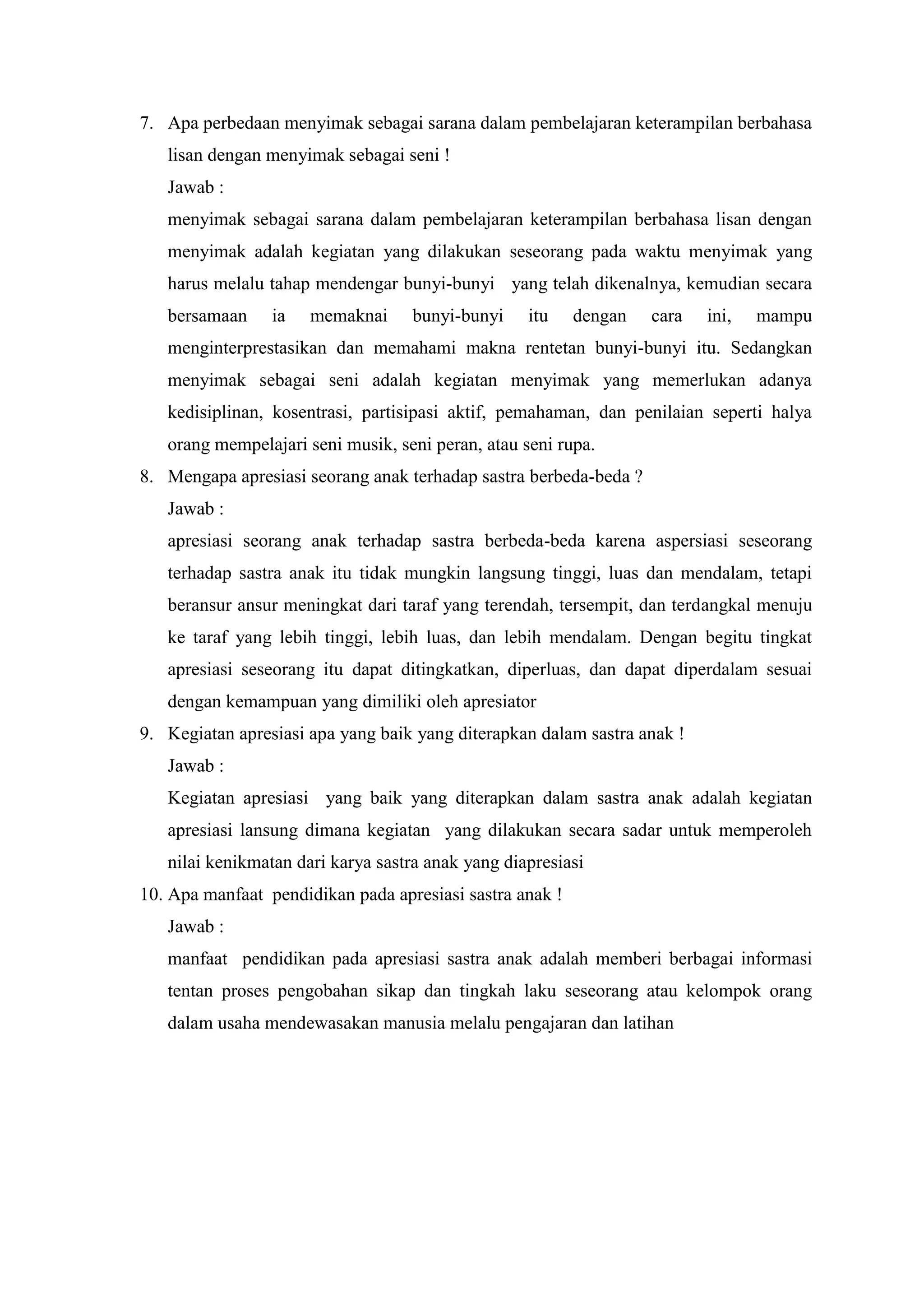 Materi dan pembelajaran bahasa indonesia sd | DOCX