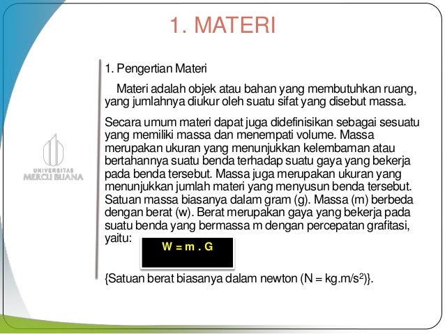 Materi Dan Perubahan Materi I Tugas I