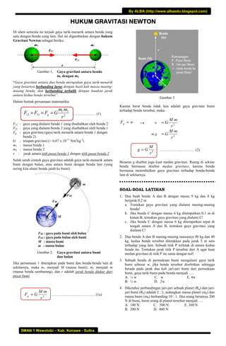 Materi Dan Soal Latihan Hukum Gravitasi Newton