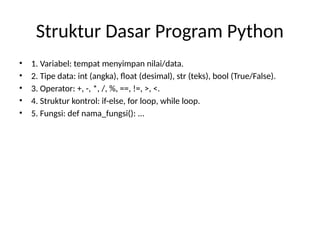 Ide Materi tingkat dasar Phyton SMK kelas 10 | PPTX