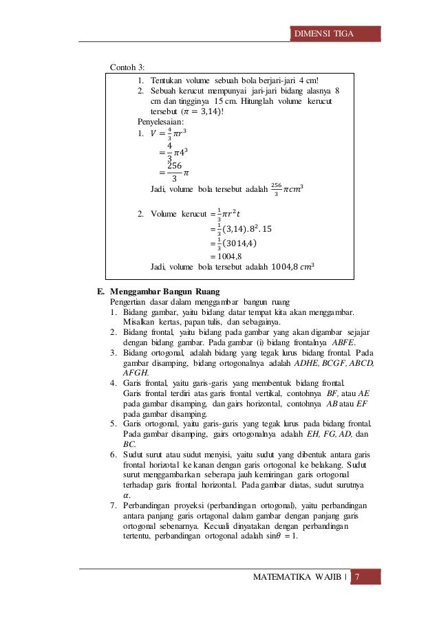 Materi Dimensi tiga SMA 