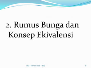 2. Rumus Bunga dan
Konsep Ekivalensi
Na2 - Teknik Industri - UMC 11
 