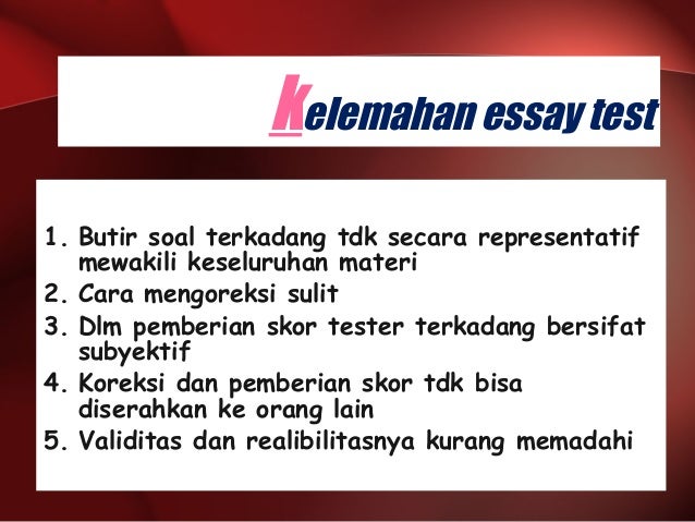 teknik evaluasi pendidikan islam tes essay Oleh karena itu, evaluasi pendidikan islam dilakukan dengan dua cara yaitu : teknik tes adalah tenik yang digunakan untuk menilai kemampuan anak didik, meliputi . teknik evaluasi pendidikan islam tes essay Oleh karena itu, evaluasi pendidikan islam dilakukan dengan dua cara yaitu : teknik tes adalah tenik yang digunakan untuk menilai kemampuan anak didik, meliputi .