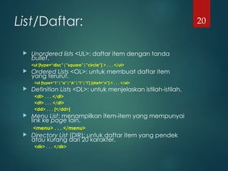 MATERI HTML untuk anak anak kelas 9 SMP Fase D | PPT