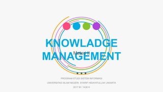 KNOWLADGE
MANAGEMENTMateri II
PROGRAM STUDI SISTEM INFORMASI
UNIVERSITAS ISLAM NEGERI SYARIF HIDAYATULLAH JAKARTA
2017 M / 1438 H
 