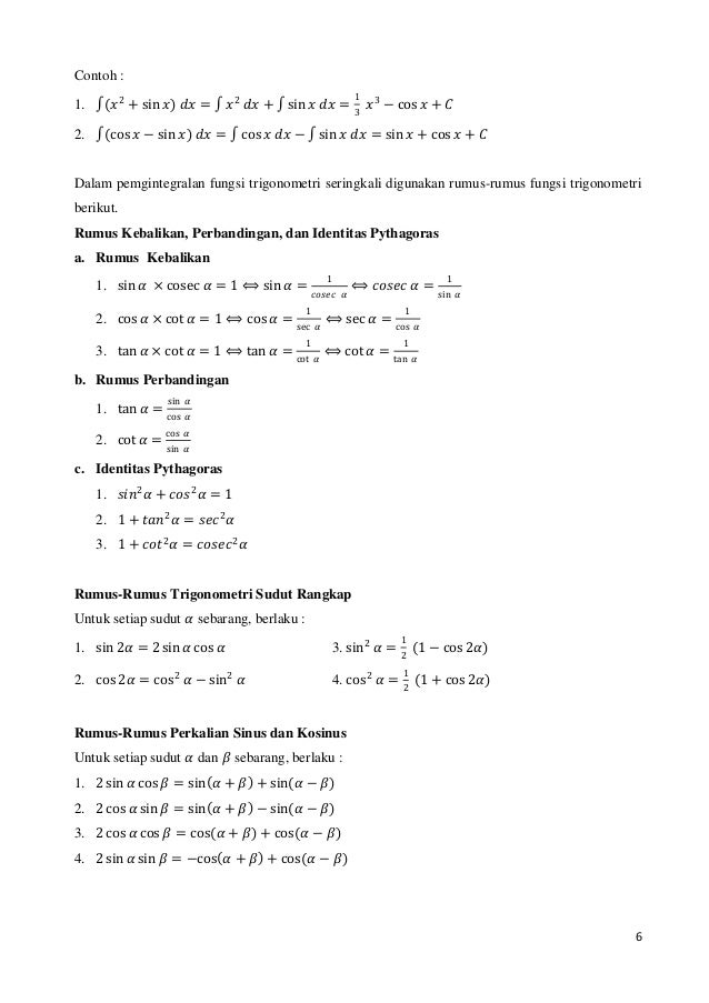 Materi Integral Tak Tentu