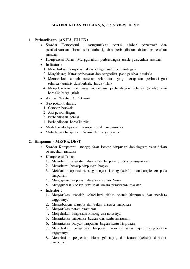 Materi Kelas Vii Bab 5
