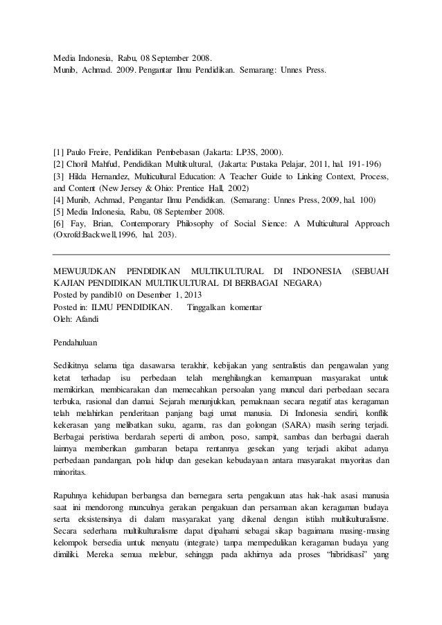 Materi Kelompok 5 Pentingnya Pendidikan Multikultural Di Indonesia