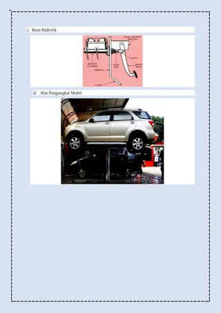 c. Rem Hidrolik
d. Alat Pengangkat Mobil
 