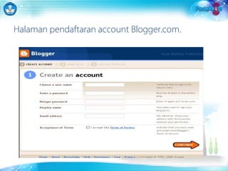 Halaman pendaftaran account Blogger.com. 
 