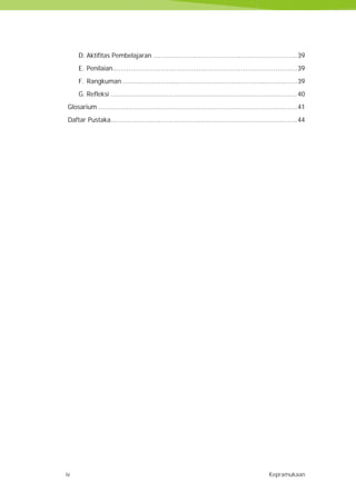 iv Kepramukaan
D. Aktifitas Pembelajaran ........................................................................39
E. Penilaian............................................................................................39
F. Rangkuman .......................................................................................39
G. Refleksi .............................................................................................40
Glosarium ...................................................................................................41
Daftar Pustaka.............................................................................................44
iv Kepramukaan
D. Aktifitas Pembelajaran ........................................................................39
E. Penilaian............................................................................................39
F. Rangkuman .......................................................................................39
G. Refleksi .............................................................................................40
Glosarium ...................................................................................................41
Daftar Pustaka.............................................................................................44
iv Kepramukaan
D. Aktifitas Pembelajaran ........................................................................39
E. Penilaian............................................................................................39
F. Rangkuman .......................................................................................39
G. Refleksi .............................................................................................40
Glosarium ...................................................................................................41
Daftar Pustaka.............................................................................................44
 