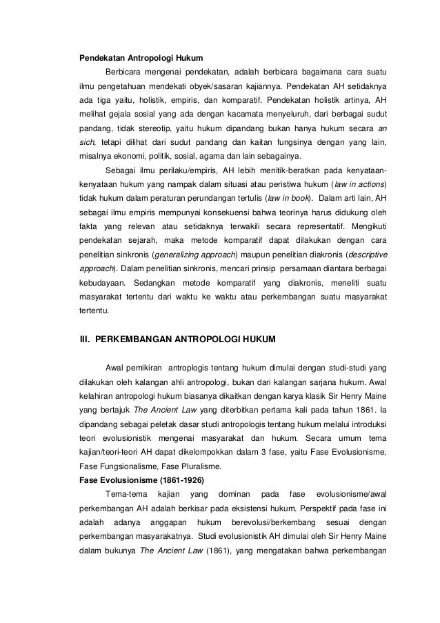 Contoh pendekatan anthropologie hukum dan Contoh pendekatan anthropologie hukum dan