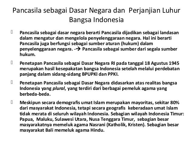 Fungsi Dan Peranan Pancasila Sebagai Perjanjian Luhur