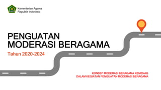 Tahun 2020-2024
PENGUATAN
MODERASI BERAGAMA
KONSEP MODERASI BERAGAMA KEMENAG
DALAM KEGIATAN PENGUATAN MODERASI BERAGAMA
Kementerian Agama
Republik Indonesia
 