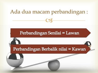 Ada dua macam perbandingan :



 