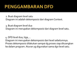 Namasebuahaliran data diusahakansesuaimewakiliobjek data sebenarnyadansedapatmungkintidakmenimbulkankesanproses, atausesuatu yang berkaitandengan format/media (misalnya : Laporan, Faktur, Surat, dsb)ALUR DATAAlur data digunakan untuk menerangkan perpindahan data / paket data dari satu bagian ke bagian lainnya. Alur data dapat berupa kata, pesan, formulir / informasi.Ada 4 konsep tentang alur data :1. Data yg berasal dari sumber yg sama menuju pada tujuan yg sama