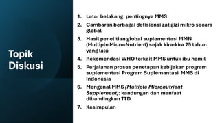 Multiple Micronutrient Supplementation (MMS) for Maternal and Infant ...