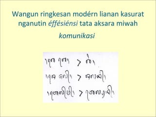 Wangun ringkesan modérn lianan kasurat
nganutin éffésiénsi tata aksara miwah
komunikasi
 