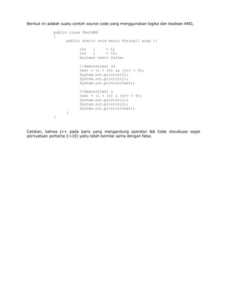 Materi operator java | PDF