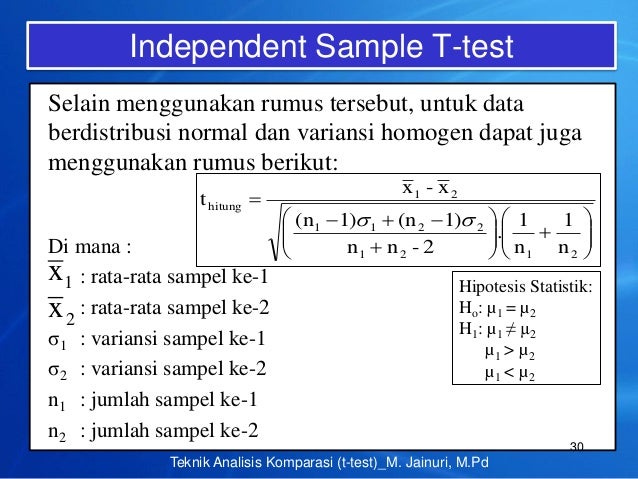 Statistika Parametrik Teknik Analisis Komparasi Uji T