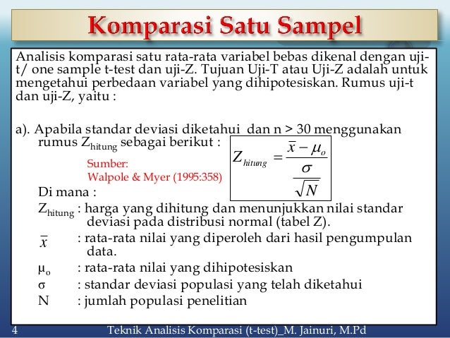 Statistika Parametrik Teknik Analisis Komparasi Uji T
