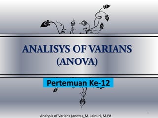 Pertemuan Ke-12
Analysis of Varians (anova)_M. Jainuri, M.Pd
1
 
