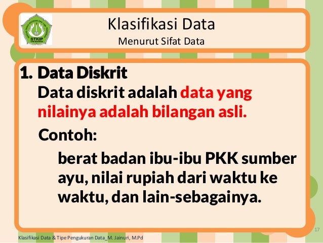 Klasifikasi Data Dan Tipe Skala Pengukuran Data