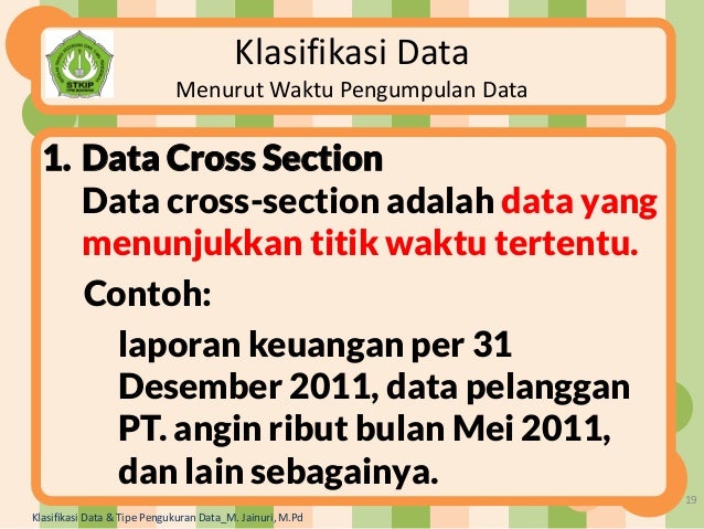 Klasifikasi Data Dan Tipe Skala Pengukuran Data