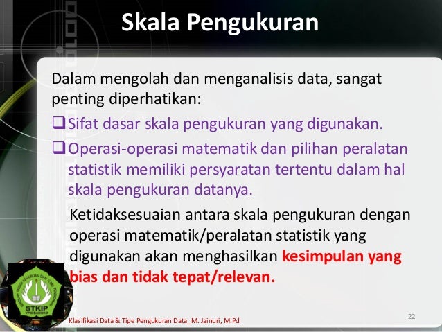 Klasifikasi Data Dan Tipe Skala Pengukuran Data