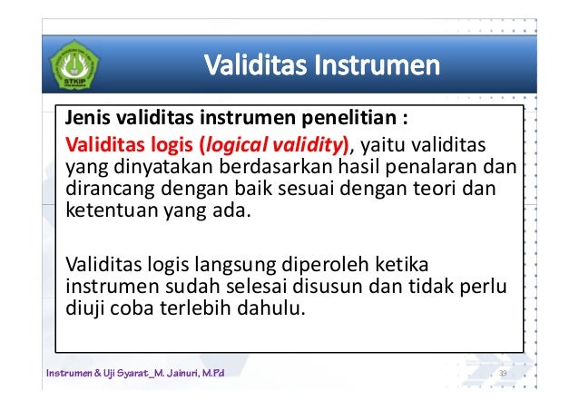 Instrumen Dan Uji Syarat Instrumen Instrumen Dan Uji Syarat Instrumen