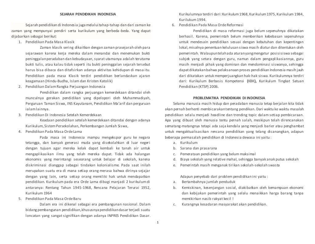 SEJARAH PENDIDIKAN DI INDONESIA