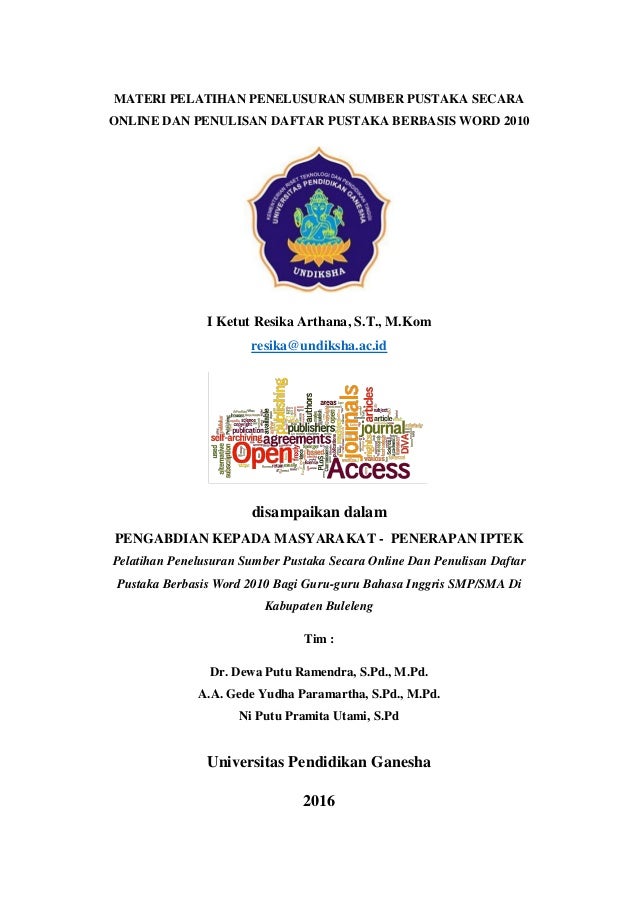 Materi pelatihan penelusuran sumber pustaka secara online Materi pelatihan penelusuran sumber pustaka secara online