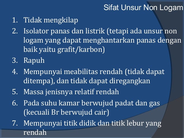 Materi Pembelajaran Unsur Logam Dan Non Logam