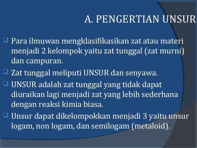 Materi Pembelajaran Unsur Logam Dan Non Logam