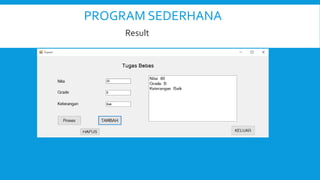 PROGRAM SEDERHANA
Result
 