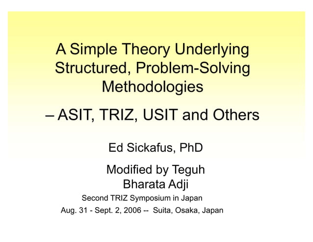 a simple theory, problem solving methodologies | PPT