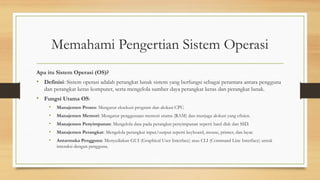 Pengenalan sistem operasi dari windows, linux dan Android | PPTX