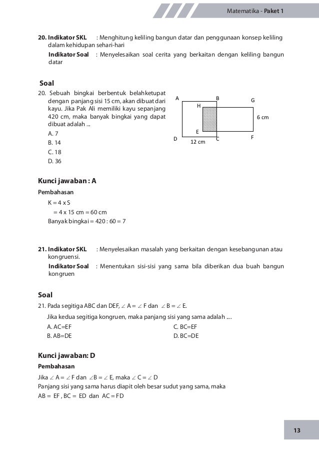 Materi Pengayaan Un Matematika Smp Mts Direktorat Psmp Kemendikbud