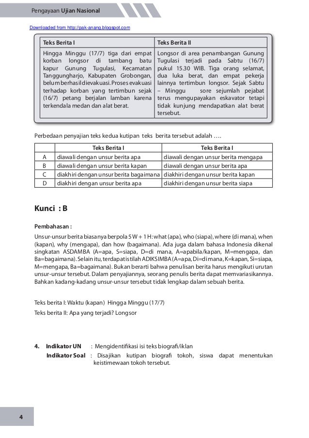 Materi Pengayaan Un Bahasa Indonesia Smp M Ts 2014