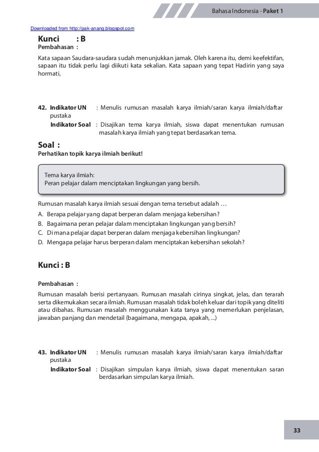 Materi Pengayaan Un Bahasa Indonesia Smp M Ts 2014