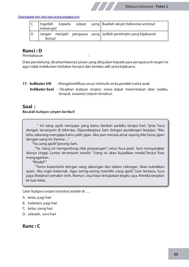 Materi Pengayaan UN Bahasa Indonesia SMP/MTS 2014