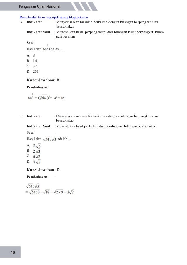 Materi Pengayaan Un Matematika Smp Untuk Un 2015