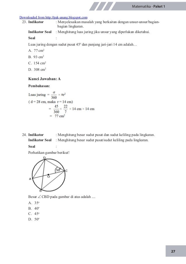 Materi Pengayaan Un Matematika Smp Untuk Un 2015