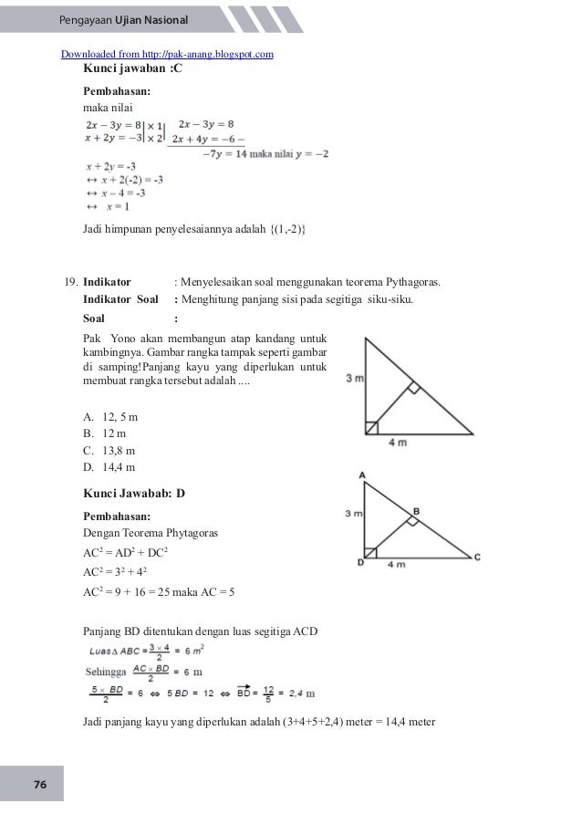 Materi Pengayaan Un Matematika Smp Untuk Un 2015