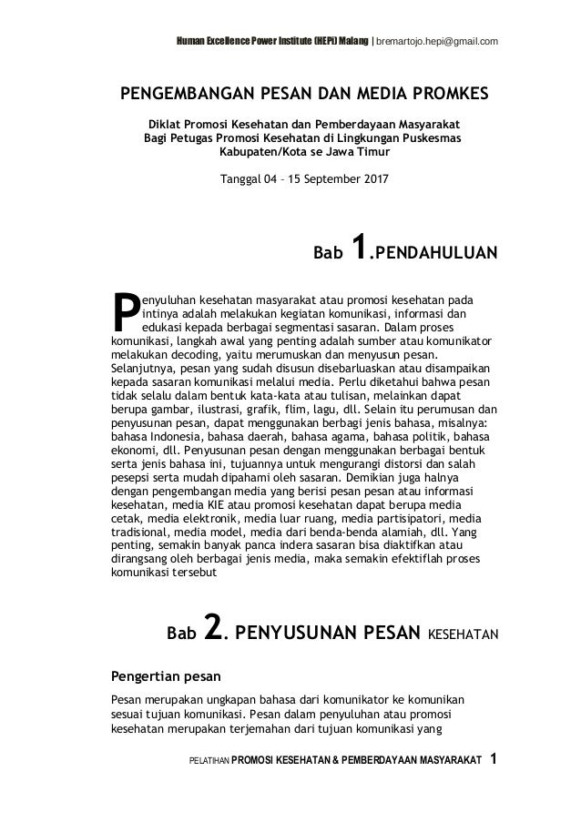 Materi Pengembangan Pesan Dan Media Promkes Bambang Riadi