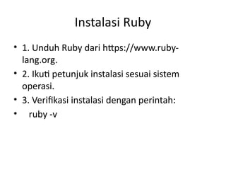 ruby basics | pptx Images High Quality Grahic Materi Pengenalan Dasar -Dasar Pemrograman Ruby.pptx