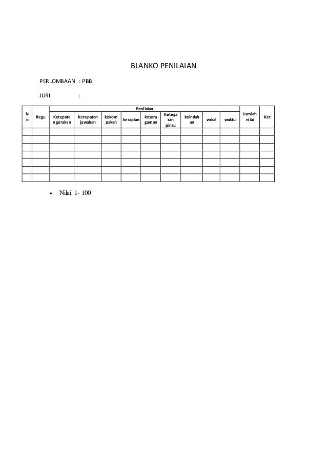 Format Penilaian Cerdas Cermat Guru Paud Format Penilaian Cerdas Cermat Guru Paud