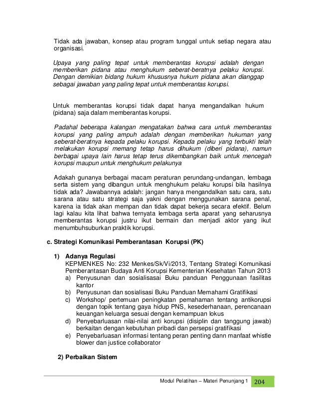 Soal Korupsi Dan Upaya Pemberantasannya Beserta Jawabannya